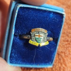 Antique London Normal school Sterling Silver Ring and  lapel pin.